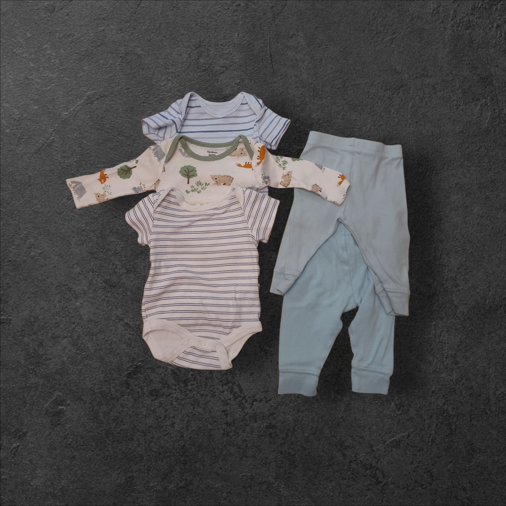 0-3 Months Striped and Patterned Baby Onsie Lot Of 5